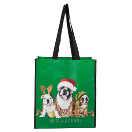 الصين الأخضر القابل لإعادة الاستخدام البولي بروبلين حمل الحقائب مع ثلاثة جميلة الكلاب الصلبة حبل المزود